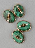 Antique 14kt Gold and Malachite Cuff Links