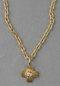 18kt Gold and Diamond Cross Pendant Elizabeth Locke