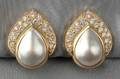 18kt Gold Mabe Pearl and Diamond Earclips