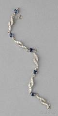 Platinum Sapphire and Diamond Bracelet