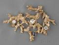 14kt Gold Diamond and Sapphire Brooch