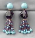18kt Gold Turquoise and Amethyst Earpendants Sabbadini