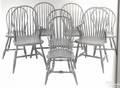 Assembled set of eight Pennsylvania bowback Windsor chairs ca 1800