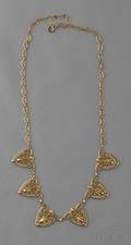 Art Nouveau 18kt Gold and Seed Pearl Necklace