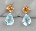 14kt Gold Citrine and Blue Topaz Earpendants
