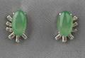 14kt White Gold Jadeite and Diamond Earstuds