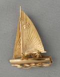 18kt Gold Sailboat Brooch Fred Paris