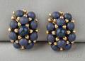 18kt Gold and Sodalite Bead Earclips