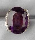 18kt Gold Amethyst and Diamond Ring