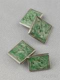 14kt White Gold and Jade Cuff Links