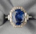 Art Deco Platinum Sapphire and Diamond Ring