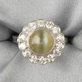 Platinum Catseye Chrysoberyl and Diamond Ring