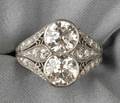 Art Deco Platinum and Diamond Twinstone Ring