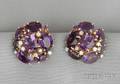 14kt Gold Amethyst and Diamond Earclips