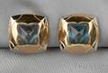 18kt Bicolor Gold and Blue Topaz Pyramid Earclips Bulgari