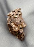 18kt Rose Gold Colored Diamond and Onyx Panther Ring
