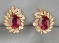 18kt Gold Rubellite and Diamond Earclips