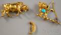 Three Figural 14kt Gold Brooches
