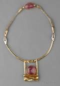 18kt Gold Sterling Silver and Pink Tourmaline Necklace Janiye