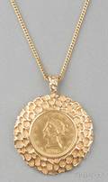 1905 Ten Dollar Liberty Head Gold Coinmounted Pendant