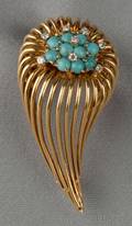 18kt Gold Turquoise and Diamond Brooch Tiffany  Co