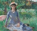 Franois Gall French 19121987 Girl in Blue Seated on the Grass