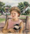 Simkha Simkhovitch RussianAmerican 18931949 Portrait of the Artists Daughter Sonia with Cat