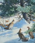 Aiden Lassell Ripley American 18961969 Three Grouse and Hemlocks