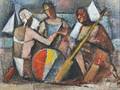 Simkha Simkhovitch RussianAmerican 18931949 Three Figures in a Cubist Beach Scene