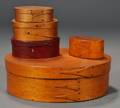 Four Small Lappedseam Oval Covered Boxes and a Box Form