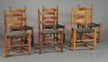 Set of Six Maple and Ash Slatback Dining Chairs