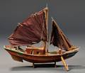 Painted Wood Model of a Vietnamese Junk