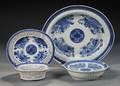 Four Blue Fitzhugh Pattern Porcelain Serving Pieces