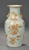 Giltdecorated Celadonglazed Porcelain Vase