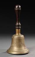 Large Turned Mahogany and Brass Hand Bell