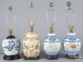 Four Chinese export porcelain table lamps