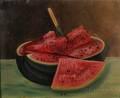 American School 19th Century Still Life with Sliced Watermelon