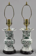 Pair of Chinese porcelain dragon vase table lamps