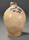 Cobaltdecorated Stoneware Jug with Incised Leaf Decoration