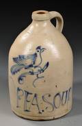 Cobaltdecorated Stoneware Bird and PEA SOUP Decorated Jug