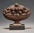 Mahogany Basket of Fruit Carving