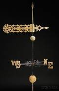 Gilt Copper Bronze and Iron Bannerette Weathervane with Canoe Motif