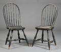 Two Blackpainted Windsor Bowback Side Chairs