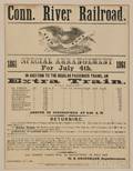 Framed Conn River Railroad Special July 4th 1861 Train Schedule Broadside