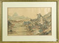 Pair of Japanese watercolor on silk landscapes