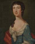 AngloAmerican School 18th Century Portrait of a Woman in a Blue Gown and Red Shawl