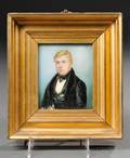 American School 19th Century Miniature Portrait of a Young Man