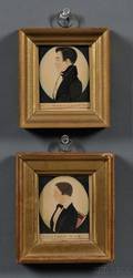 Justus Da Lee American 17931878 Two Profile Portrait Miniatures of a Young Man and a Boy