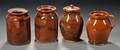 Three Redware Jars and a Pitcher