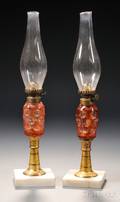 Pair of Small Cut Overlay Glass Fluid Lamps